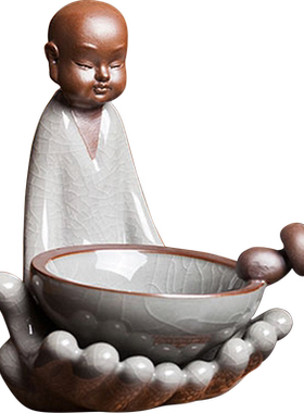 汝窑陶瓷小和尚茶漏陶立方