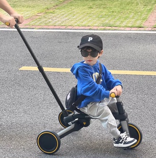 uonibaby儿童三轮车脚踏车手推轻便滑行平衡车脚踏溜溜滑步自行车