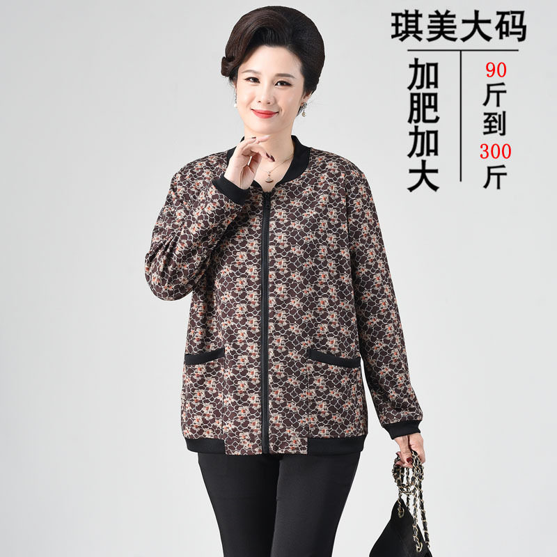 妈妈拉链外套时尚洋气上衣200斤