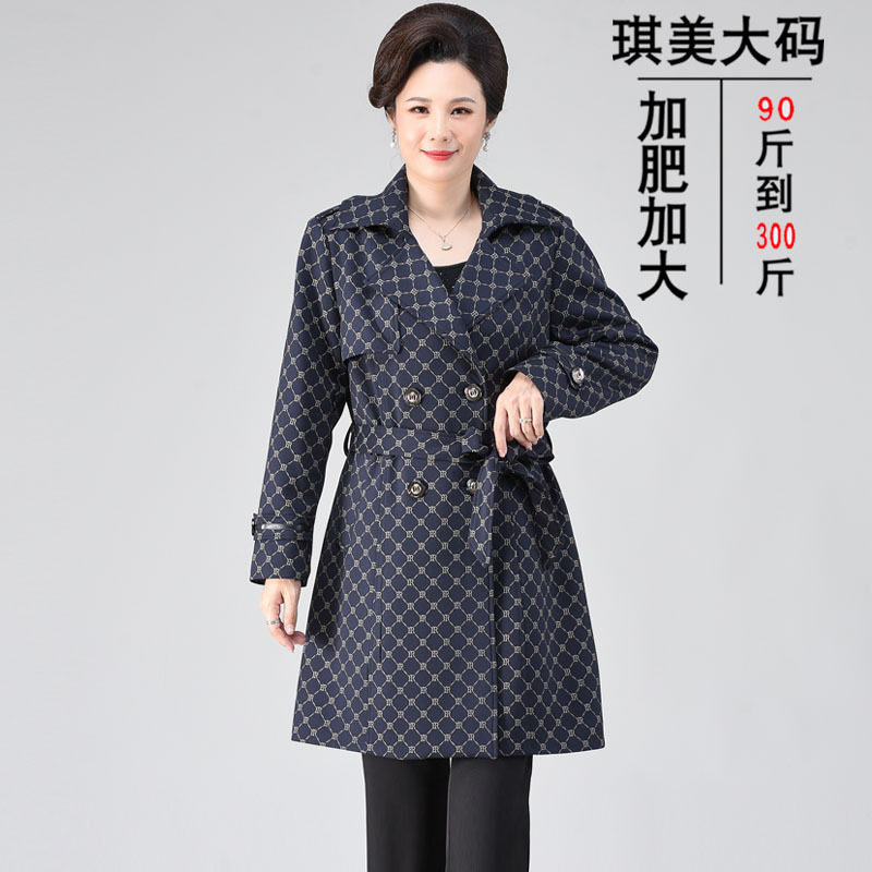 中老年人女装胖太太春装风衣200斤胖妈妈装春秋外套特加肥加大码