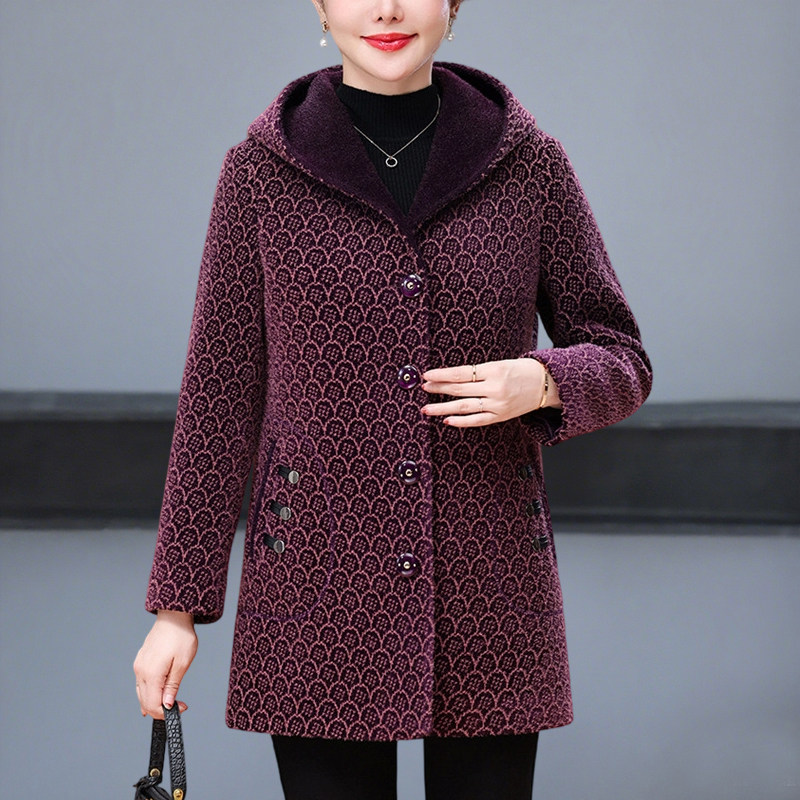 中老年人女装毛呢大衣妈妈装宽松时尚外套秋冬装加肥加大码200斤