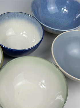 瑕疵特价 出口陶瓷窑变釉蓝色绿色面碗汤碗沙拉碗家居厨房餐具