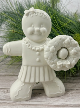 外贸出口陶瓷挂件白膜手绘可爱雪人造型家用工艺装饰品摆件