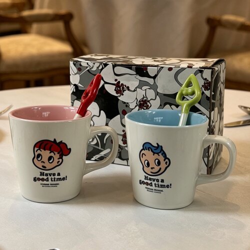 出口尾单原田治小男孩小女孩陶瓷马克杯咖啡杯茶杯儿童杯