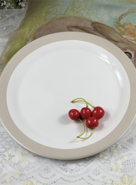 外贸陶瓷合作款灰色条纹餐具西餐10.5寸牛排浅汤盘子家用