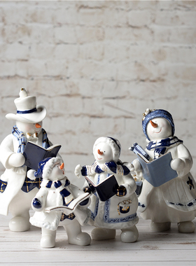 雅致手绘描金看书企鹅乔迁装饰品