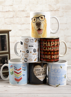 瑕疵特价 外贸陶瓷美国primitives by kathy马克杯子牛奶早餐杯