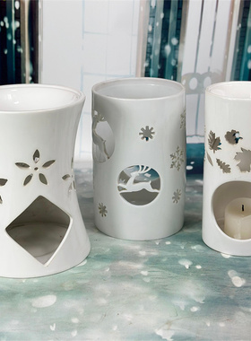 出口陶瓷白色镂空香薰烛台花瓶