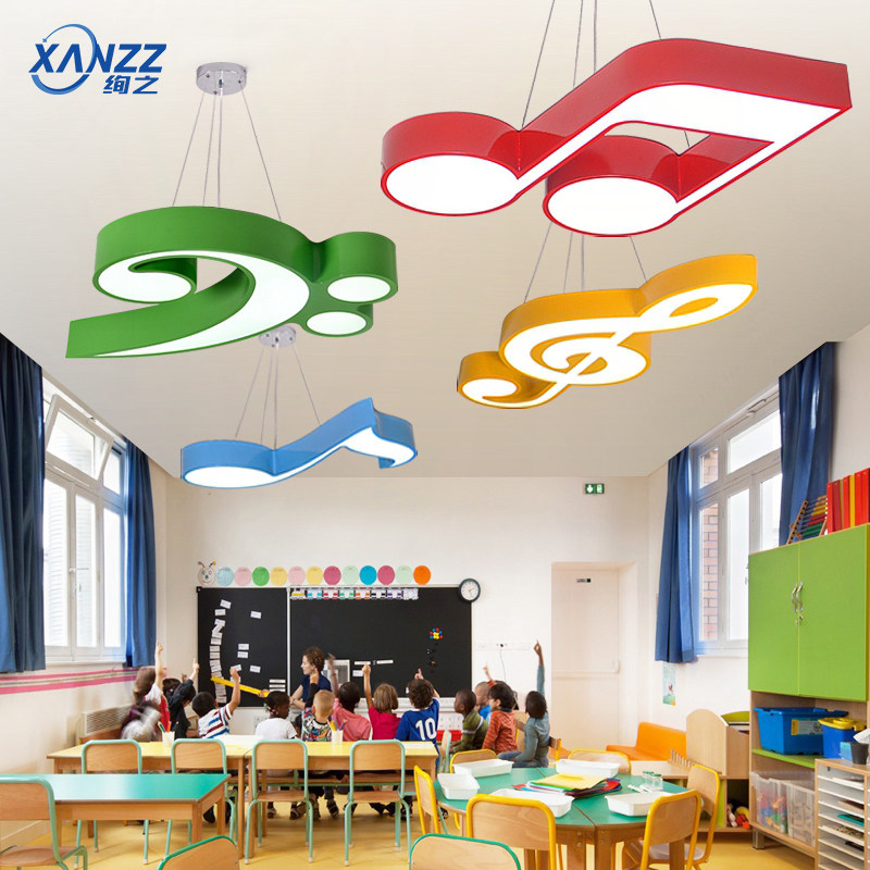 创意彩色卡通音符造型灯具儿童房led吊灯舞蹈室幼儿园教室走廊灯