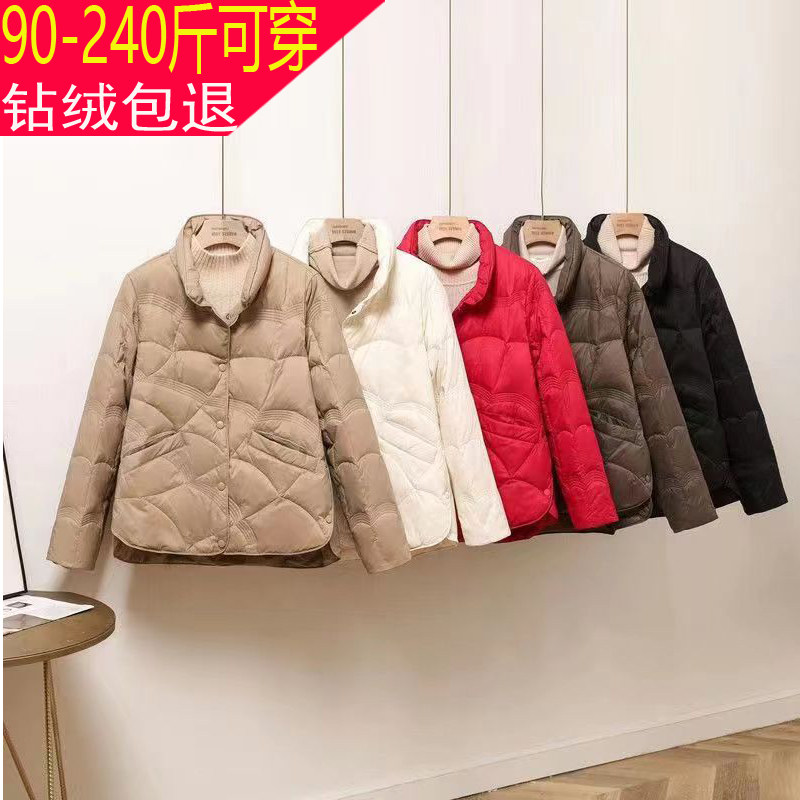 韩版聚酯纤维短款立领羽绒服女