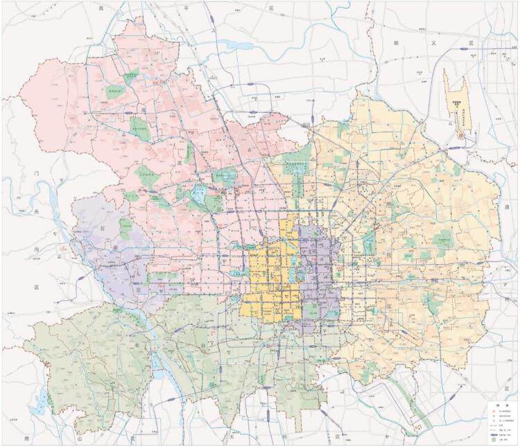 定制电子版交通水系卫星地形政区地图北京市六城区主城区