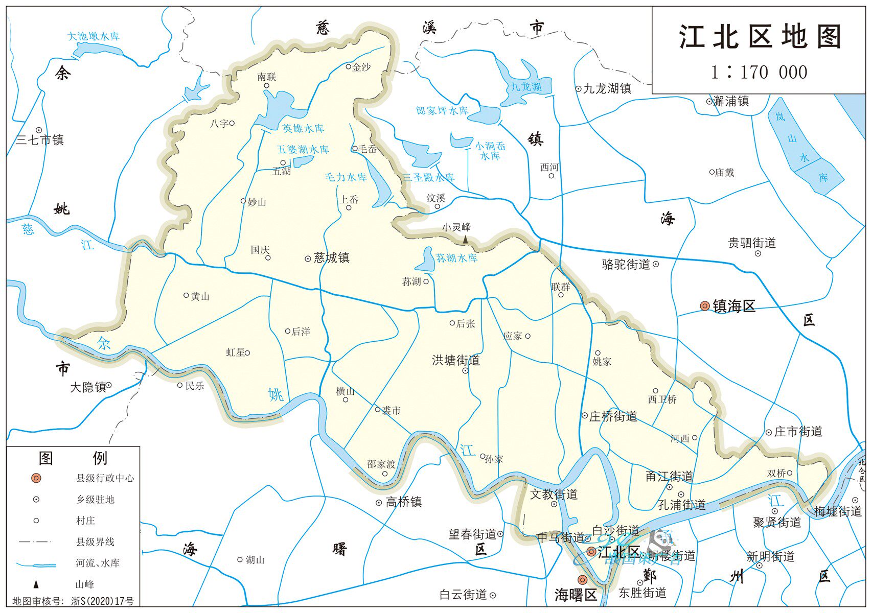 新版宁波市江北区地图交通河流水系卫星旅游地形政区电子版定制