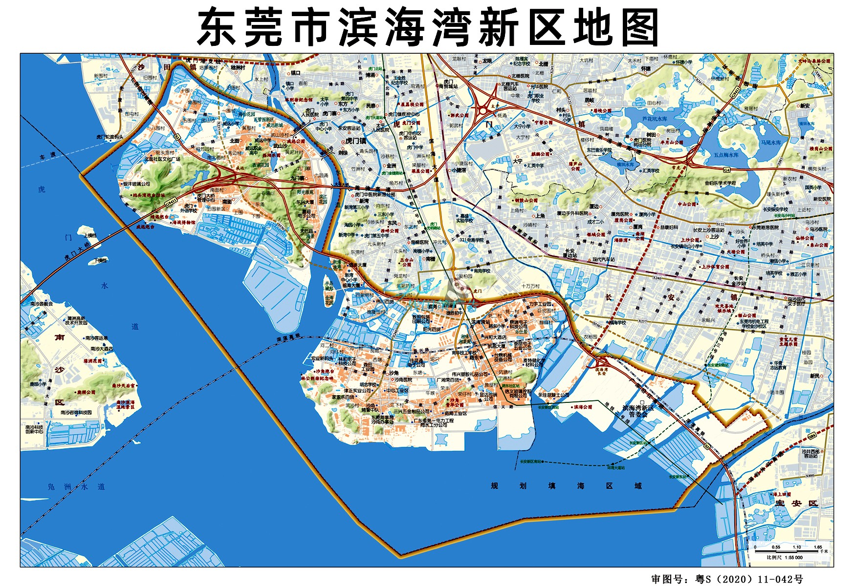 东莞市滨海湾新区地图交通河流水系卫星旅游地形政区高清电子版