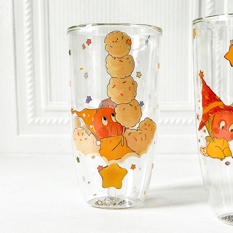 星星人高硼硅双层玻璃杯家用耐高温女士高颜值果汁杯漂亮的杯子