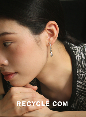RECYCLE / 新中式小珠流苏耳环 925纯银简约长款立体清冷小众复古