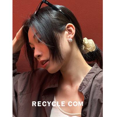 RECYCLE / 圆形纹理耳环 日韩简约通勤小众设计精致气质高级百搭