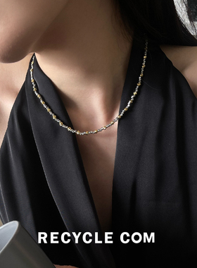 RECYCLE / 金银拼色项链 简约镭射车花切面轻奢设计冷淡高级感