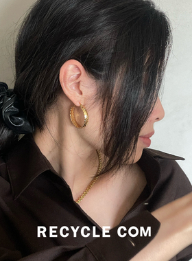 RECYCLE / 麦穗大耳圈 欧美复古几何时尚质感ins气质简约百搭耳环