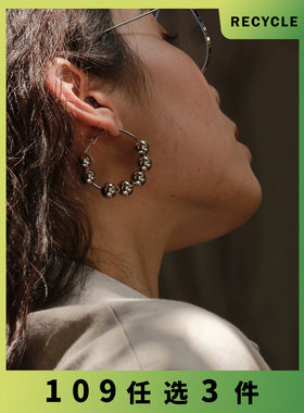 RECYCLE / 圆珠大耳圈 欧美时尚夸张耳环个性小众ins设计朋克复古
