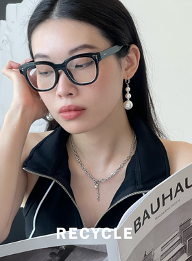 RECYCLE / 三大颗珍珠耳环 欧美复古小众设计感高级几何简约百搭