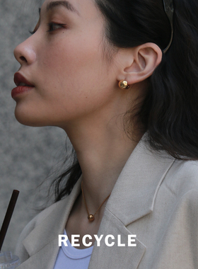 RECYCLE / 圆球波波耳扣 欧美金属时髦法式复古小众设计时尚百搭