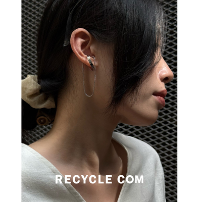 RECYCLE / 蛇骨流苏耳夹 简约轻奢潮流个性无耳洞小众设计链条