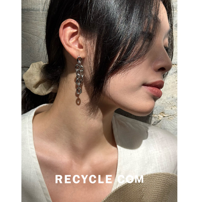 RECYCLE / 链条流苏耳环 个性复古镂空朋克金属冷淡ins夸张耳饰