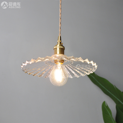 北欧简约日式黄铜清醒玻璃单头民宿飘窗床头过道吧台入户餐厅吊灯
