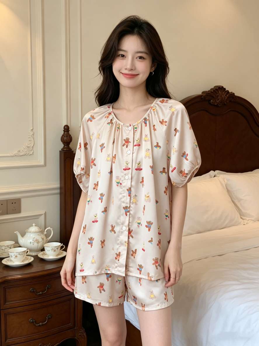 K0196 宣锦特价丝绸 女式卡通睡衣