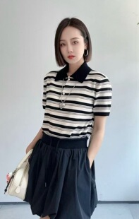 【商场同款】夏季新品人丝包芯纱细闪针织衫短袖