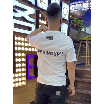 白小T官方旗舰店夏季简约修身t恤短袖男韩版字母印花上衣青年百搭