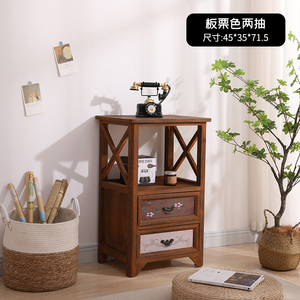 实木复古桐木宜，美式床头柜