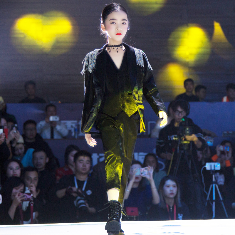 儿童西装套装高端女童礼服模特走秀小西服潮服日常可穿舞台演出服