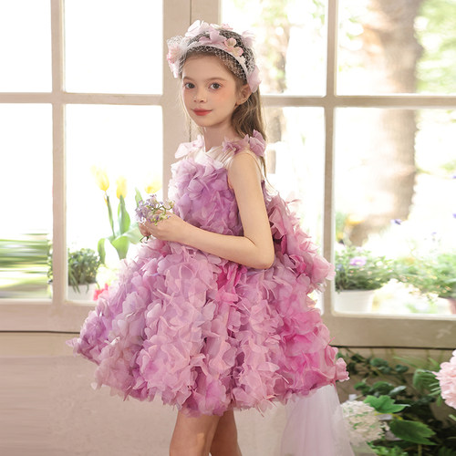 女童礼服高端法式森系花朵小主持