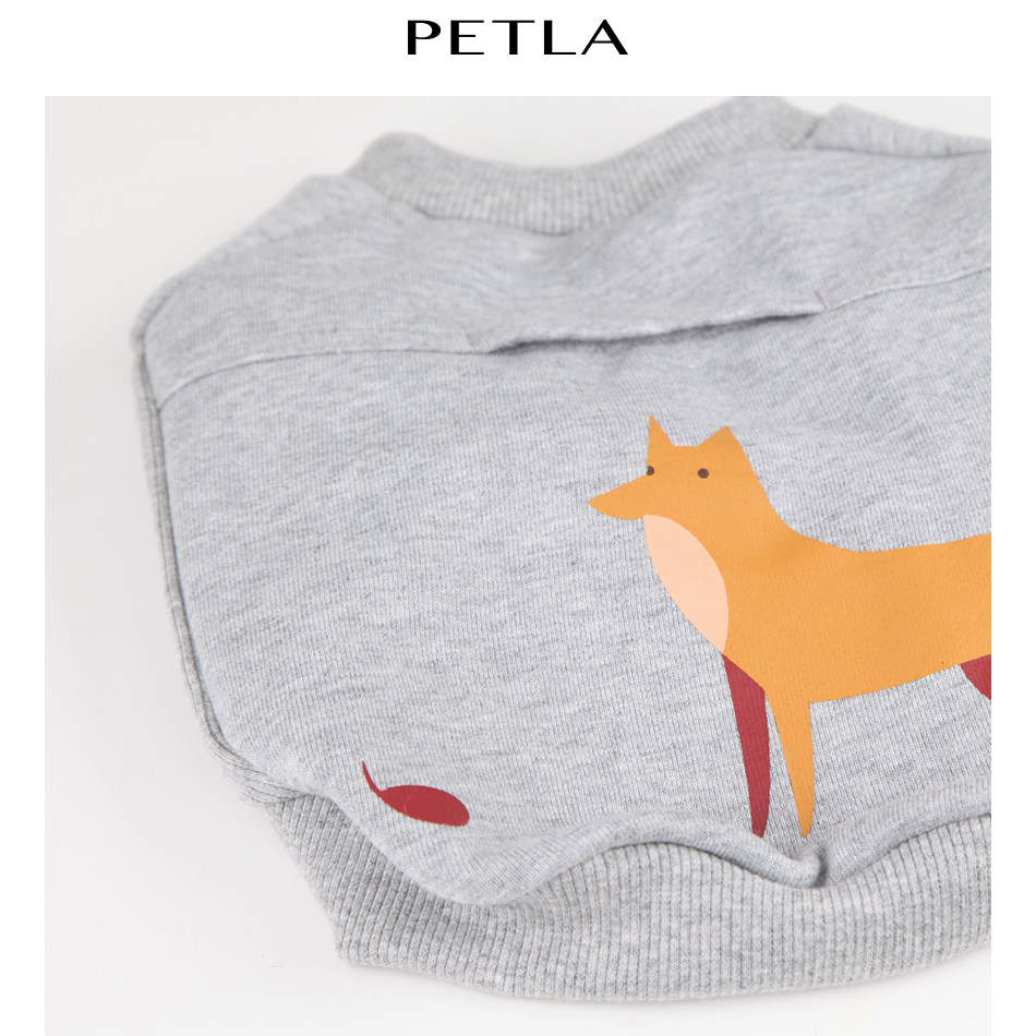 PETLA派拉秋冬新款纯棉狐狸动物印花卫衣中小型犬猫咪狗狗衣服