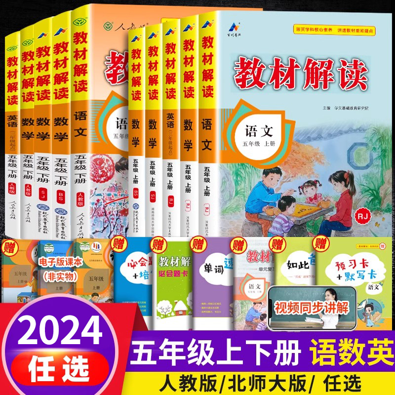 2024新教材解读五年级下册语文书全套上册同步训练人教版部编5下小学教材全解七彩课本辅导解析老师备课教案教参教师用书课堂笔记-封面