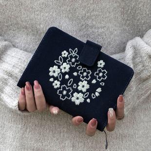 kinbor樱花夜樱手帐本自填式套装日程本布面刺绣古风布艺手账本