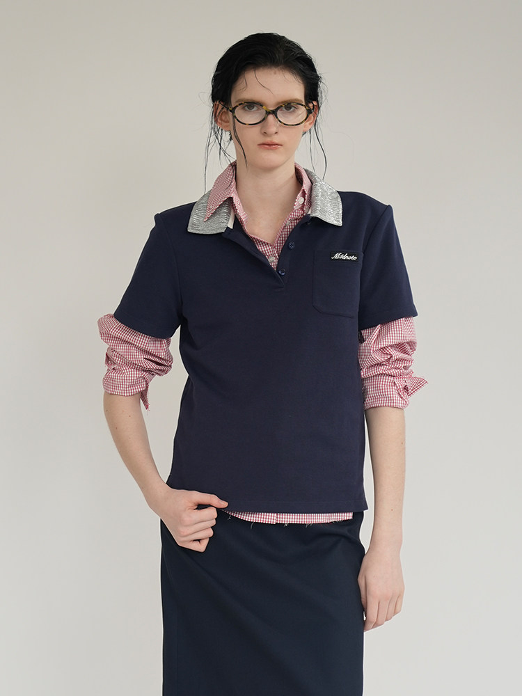 M1DNOTE 패셔너블한 심플한 기질 폴로 탑 반팔 틈새 다재다능한 여성 CHENSHOP 디자이너 브랜드