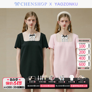 气质蕾丝领结直身连衣裙小众百搭CHENSHOP设计师品牌 YAOZONKU时尚