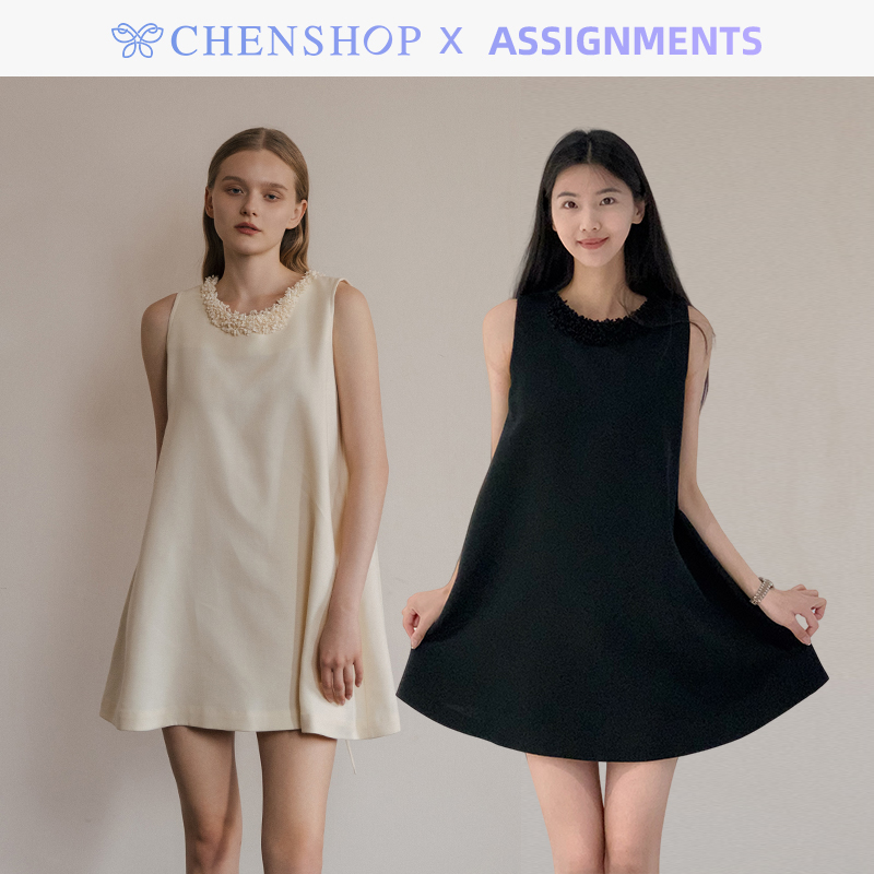 Assignments时尚珠饰廓形后背系带连衣裙百搭CHENSHOP设计师品牌 女装/女士精品 连衣裙 原图主图