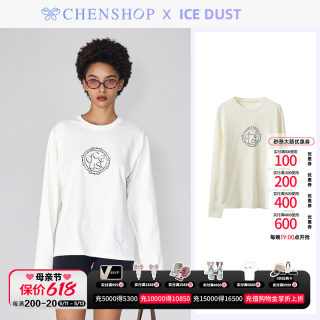 ICE DUST时尚圆环锁扣logo长袖T恤上衣小众女CHENSHOP设计师品牌