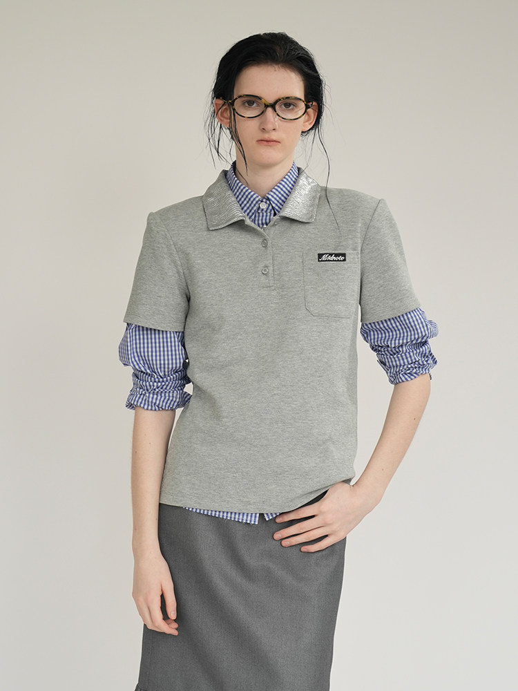 M1DNOTE 패셔너블한 심플한 기질 폴로 탑 반팔 틈새 다재다능한 여성 CHENSHOP 디자이너 브랜드