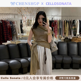 Cello 苎麻斜肩飘带吊带上衣女CHENSHOP设计师品牌 Sonata时尚 新款