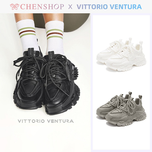 CHENSHOP设计师 VITTORIO VENTURA薇薇燃牛皮绑带厚底海豚老爹鞋