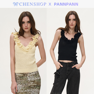 pannpann时尚 Vienne挑窟针织花边上衣小众百搭CHENSHOP设计师品牌