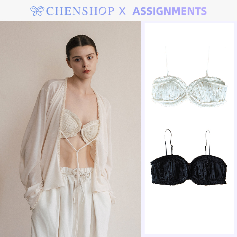 Assignments时尚褶饰荷叶边内衣吊带胸衣百搭CHENSHOP设计师品牌