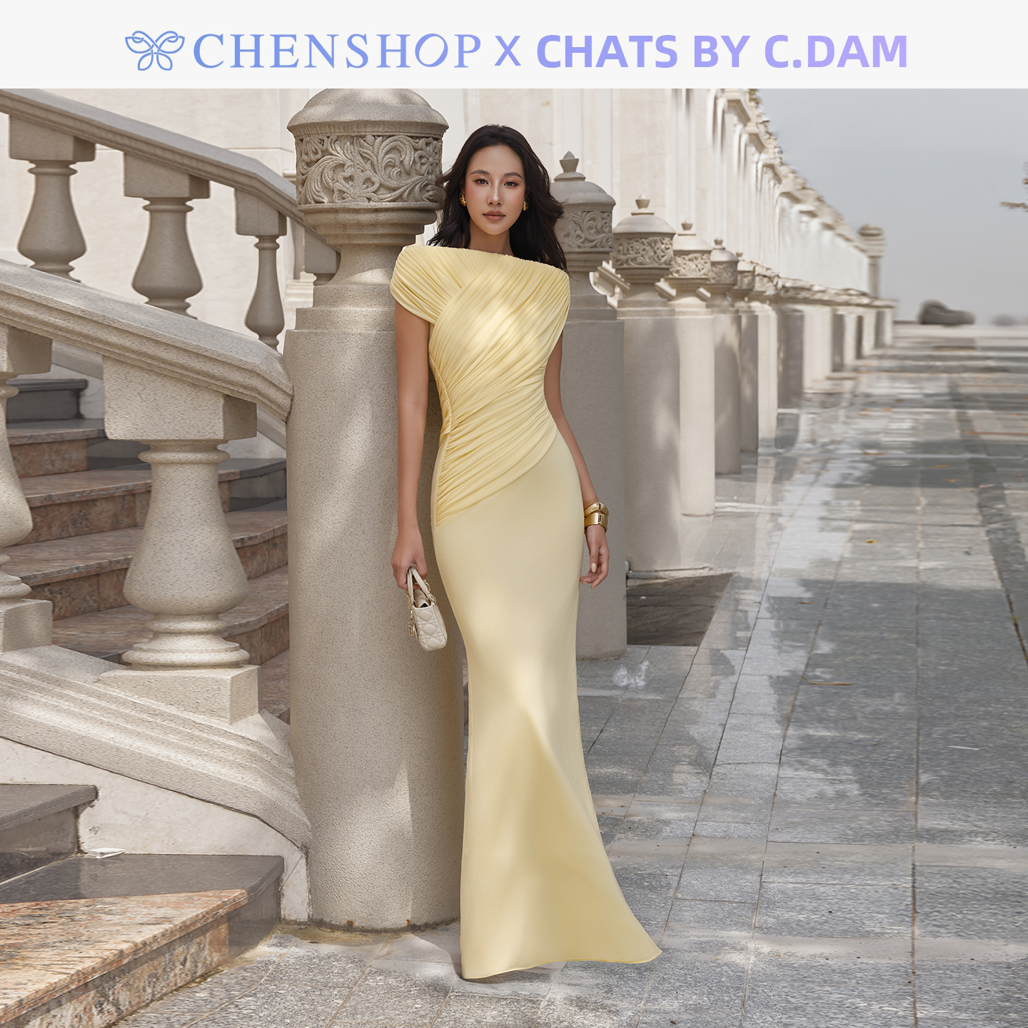 CHATSbyC.DAM缎面吊带连衣裙