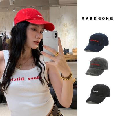 秋冬新款logo磨破牛仔棒球帽女