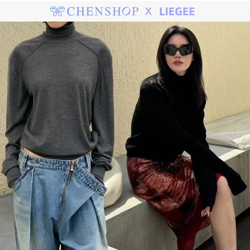 Basics松弛肩式宽松羊毛打底衫