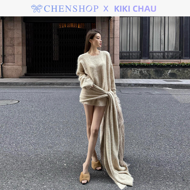 KIKICHAU羊毛披肩连衣裙